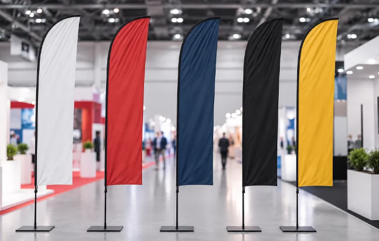 راهنمای کامل چاپ پرچم عمودی برای نمایشگاه‌ها و رویدادهای تجاری